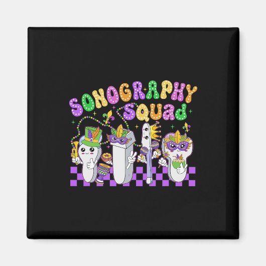 Aimant Sonographie drôle Squad Mardi Gras Carnaval Sonogr (Devant)