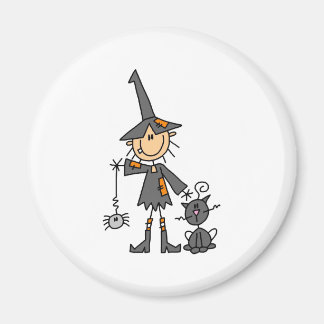 Aimant Sorcière avec chat noir