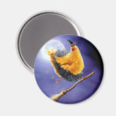 Aimant Sorcière de poulet sur Broomstick (Recto/Verso)