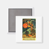 Aimant Sorcière d'Halloween Art Retro vintage (Recto/Verso)