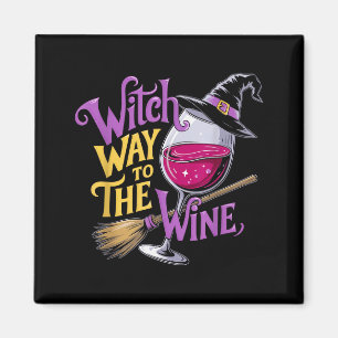 Aimant Sorcière d'Halloween Chemin vers le vin Drôle de s