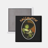 Aimant Sorcière D'Halloween Et Singe Volant (Recto/Verso)