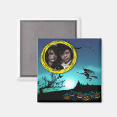 Aimant Sorcière d'Halloween, Jack o'Lanterns, Cadre photo (Recto/Verso)