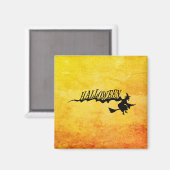 Aimant Sorcière d'Halloween volant sur un balai (Recto/Verso)