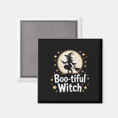 Aimant Sorcière en bas Silhouette Halloween Witch Moon 1 (Recto/Verso)