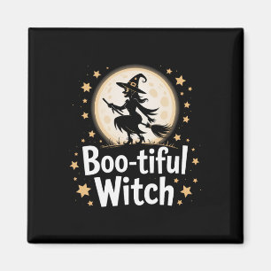 Aimant Sorcière en bas Silhouette Halloween Witch Moon 1