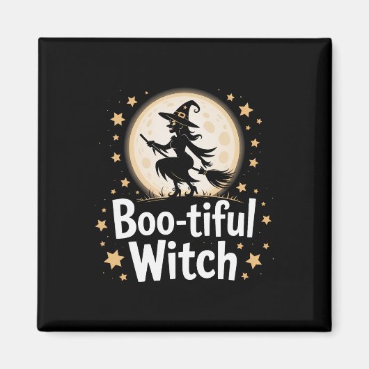 Aimant Sorcière en bas Silhouette Halloween Witch Moon 1 (Devant)