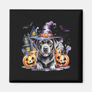 Aimant Sorcière Labrador Retriever noir Halloween pour fe