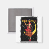 Aimant Sorcière Nostalgique Halloween et son Chat (Recto/Verso)