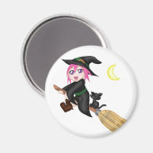 Aimant Sorcière volante mignonne (Recto/Verso)