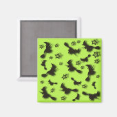 Aimant Sorcière volante parmi les étoiles à Halloween nui (Recto/Verso)