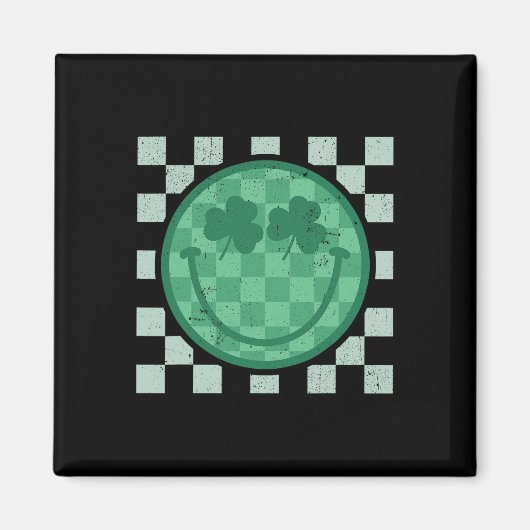 Aimant Sourire de la Saint-Patrick Visage de trèfle rétro (Devant)