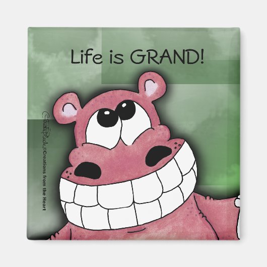 Aimant Sourire rose hippo (Devant)