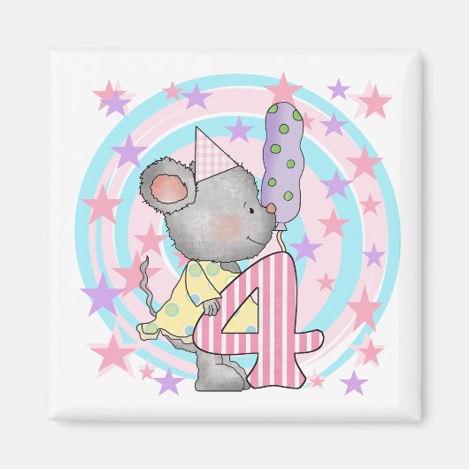 Aimant Souris 4e anniversaire T-shirts et cadeaux (Devant)