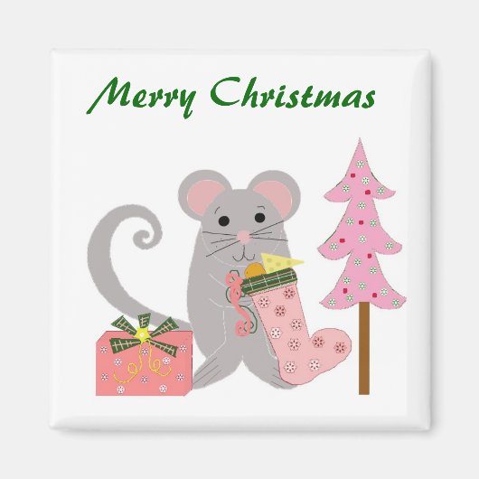 Aimant Souris avec chaussette rose (Devant)