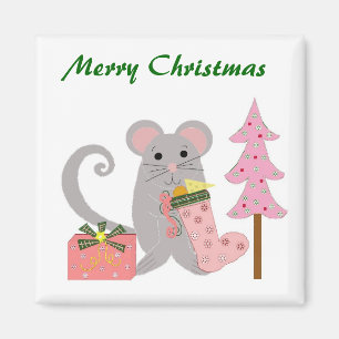 Aimant Souris avec support rose