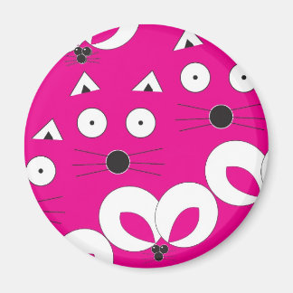 Aimant Souris Chat Motif rose chaud