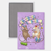 Aimant Souris dansantes Nom et âge Joyeux anniversaire (Recto/Verso)
