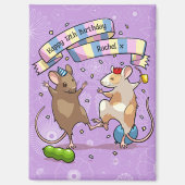 Aimant Souris dansantes Nom et âge Joyeux anniversaire (Recto)