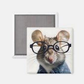 Aimant Souris de champ Portant des lunettes (Recto/Verso)