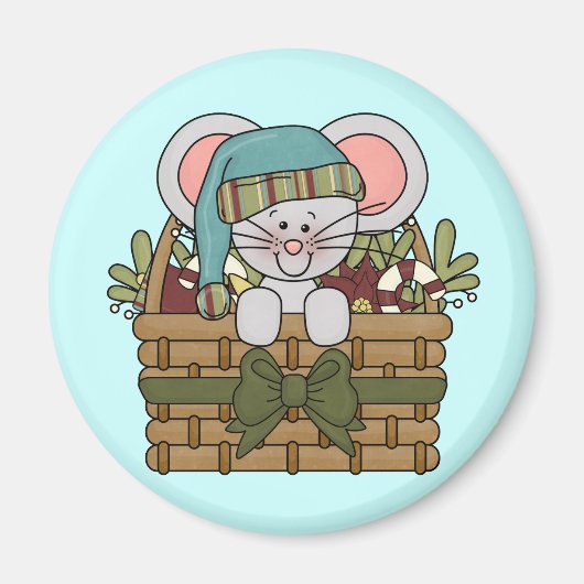 Aimant Souris de Noël dans le panier (Devant)