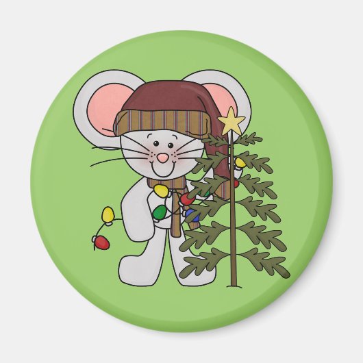 Aimant Souris de Noël décorant l'arbre (Devant)