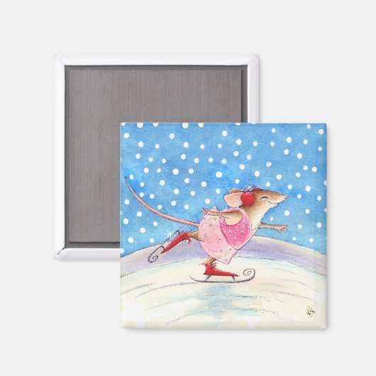 Aimant Souris de patinage (Recto/Verso)
