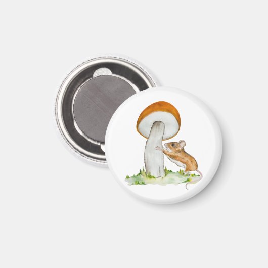 Aimant Souris drôle avec champignon sauvage (Recto/Verso)