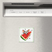 Aimant Souris joyeuse mange pastèque (In Situ (Lave-vaisselle))