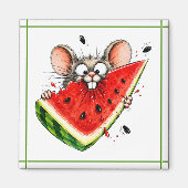 Aimant Souris joyeuse mange pastèque (Devant)