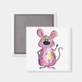Aimant Souris mignonne et mauve (Recto/Verso)