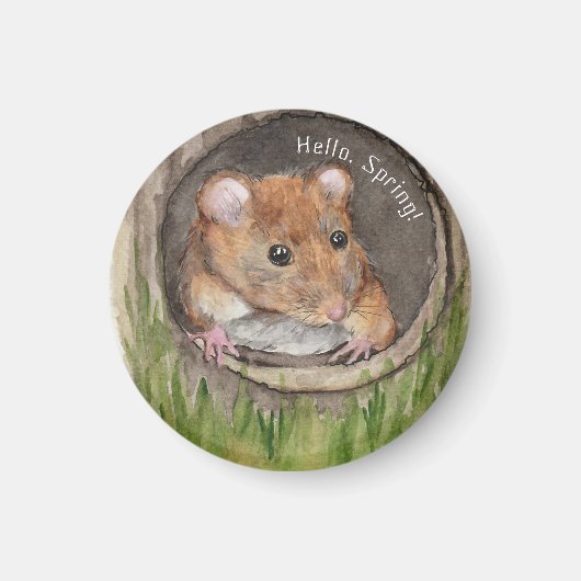 Aimant Souris rustique aquarelle (Devant)