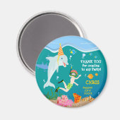 Aimant Sous la mer dauphins et fête d'anniversaire garçon (Recto/Verso)