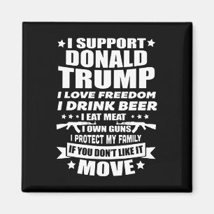 Aimant Soutenez Donald Trump I Love Freedom I Drink Beer