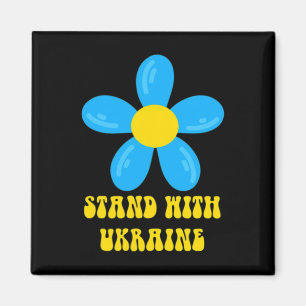 Aimant Soutenez L'Ukraine Fleur Bleue Et Jaune Solidarité
