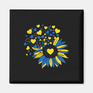 Aimant Soutenez l'Ukraine Tournesol Drapeau Ukrainien Cœu