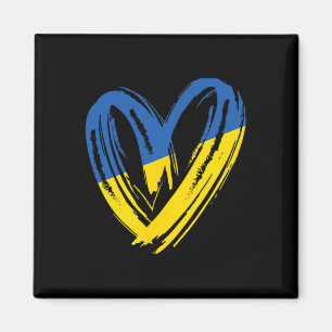 Aimant Soutenir le drapeau de l'Ukraine Cœur Anti-guerre 