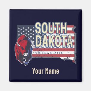 Aimant South Dakota États-Unis Retro State Map Vintage