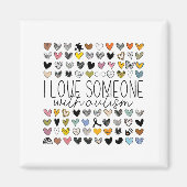 Aimant Soutien Sensibilisation sur l'autisme J'Aime Quelq (Devant)