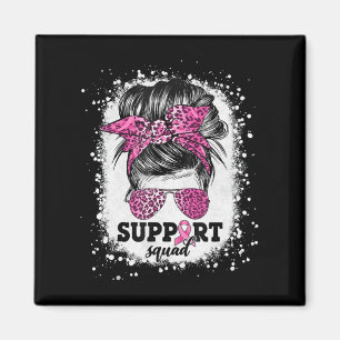 Aimant Soutien Squad Messy Bun Pink Ribbon Cancer du sein