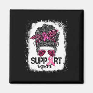 Aimant Soutien Squad Messy Bun Pink Warrior Cancer du sei