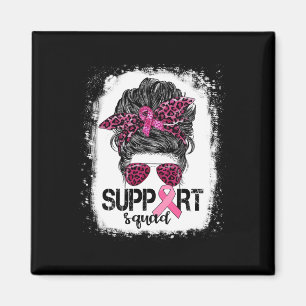Aimant Soutien Squad Messy Bun Pink Warrior Cancer du sei