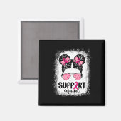 Aimant Soutien Squad Messy Bun Pink Warrior Cancer du sei (Recto/Verso)