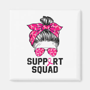 Aimant Soutien Squad Messy Bun Pink Warrior Cancer du sei