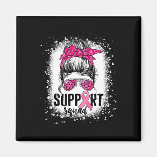 Aimant Soutien Squad Messy Bun Pink Warrior Cancer du sei