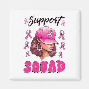 Aimant Soutien Squad Messy Bun Pink Warrior Cancer du sei
