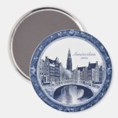 Aimant Souvenir bleu personnalisé Delft Amsterdam (Recto/Verso)