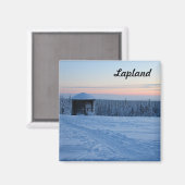Aimant Souvenir Couché de soleil en Laponie (Recto/Verso)
