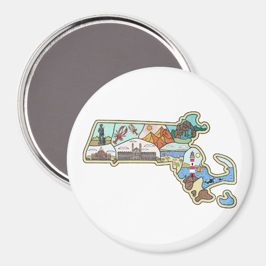 Aimant Souvenir de Boston Cape Cod Salem (Recto/Verso)