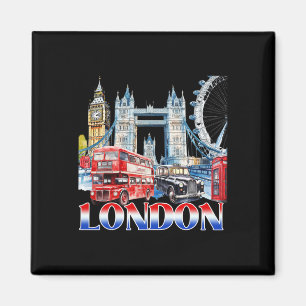 Aimant Souvenir de la ville de Londres ambiance vintage b